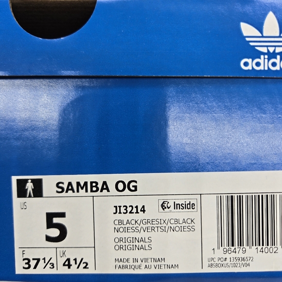 New adidas Samba OG Core Black Grey Cordura Shoes Women's Size 6 - Picture 8 of 8